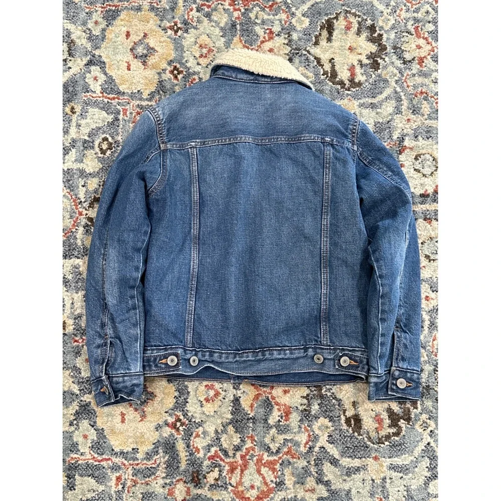 Old‎ Navy Denim Jacket Boys 10/12 Blue Sherpa Lined Trucker GUC